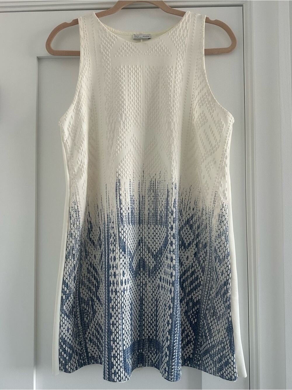 Zara Cream to Blue Ombre Knit Mini Dress